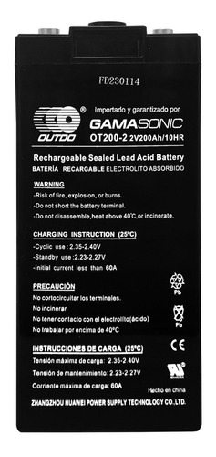Imagen 3 de 4 de Batería2v 200ah Sellada Recargable Electrolito Absorbido