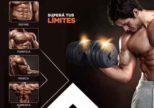 Kit Mancuernas + Discos 20 Kg A Eleccion Cromadas A Rosca