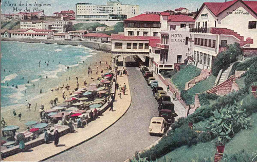 1949 Postal Playa De Los Ingleses Mar Del Plata Argentina