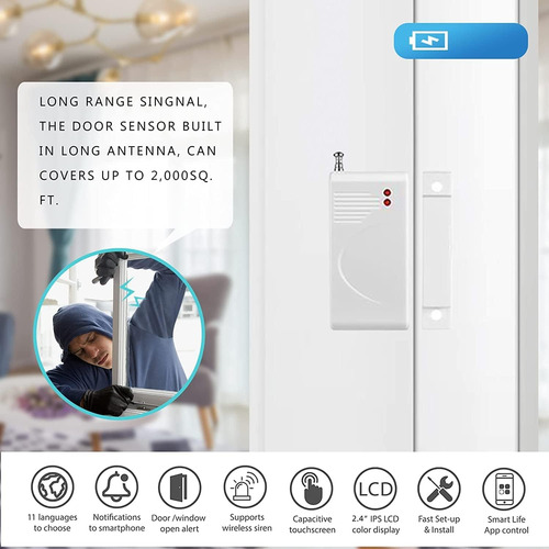 Sistema De Alarma Wifi Gsm Marca Tuya Modelo Smart Life Negro