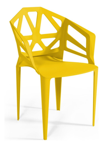 Kit 4 Poltrona Lounge Cadeira Compacta Com Braço P/ Sala De Jantar Alpendre Varanda Sacada Cor Amarelo Ps Móveis