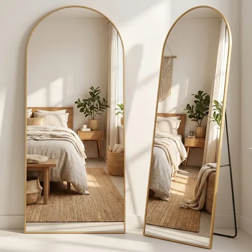 Espelho Corpo Inteiro 175x62 Arqueado Dourado Chão Parede Dourado