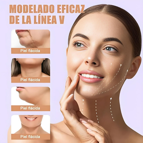 Mentonera Faja Forma V Oferta Reduce Arruga Papada Cachete Púrpura Claro