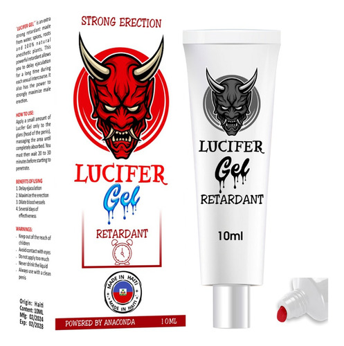 Retardador De Eyaculación Extra Fuerte Gel Lucifer 10ml