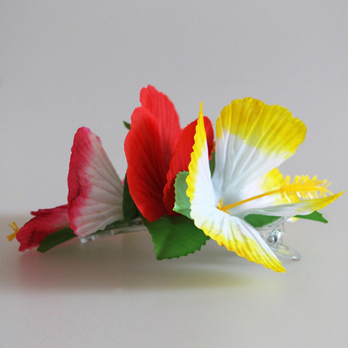 12 Pinzas De Pelo De Flores Hawaianas Multicolor Flor De Hib 