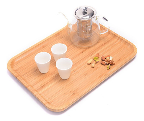 Tábua Em Bambu Bandeja Decoração 22x13 Travessa Retangular