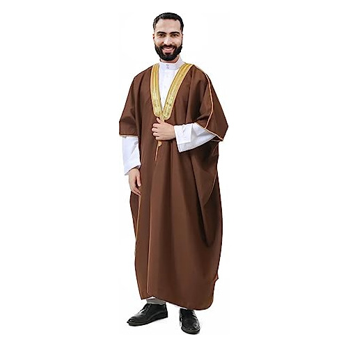 Abaya (bisht) Para Hombre - Vestido Árabe Con Capa - Café (l