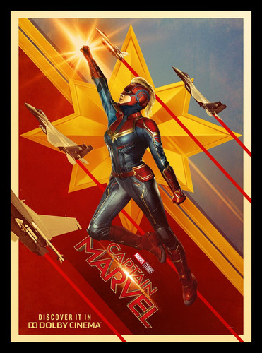 Capitana Marvel Poster 3 - Cuadro (30 X 40 Marco Negro)