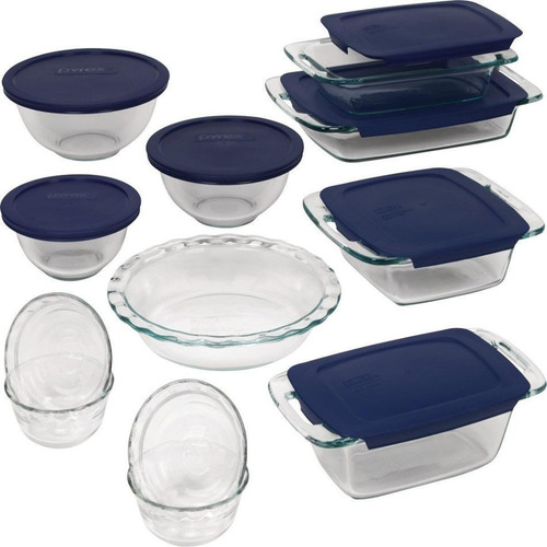 Set De 7 Fuentes Con Tapa + 5 Moldes Pyrex Easy Grab