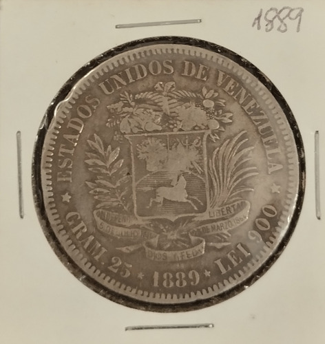 Moneda De Plata Fuerte 1889 Condición Vf