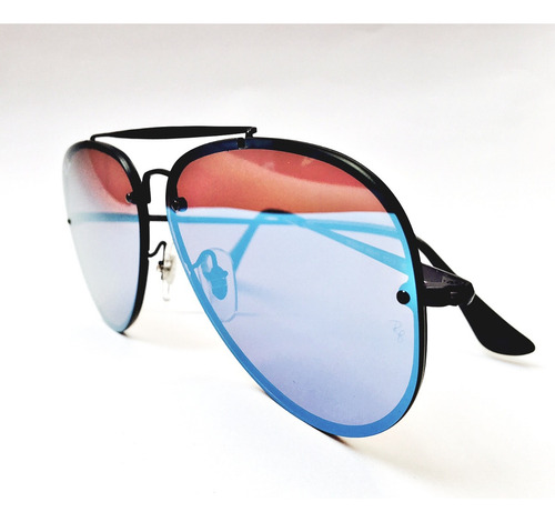 Ray Ban RB3584n 90827v Aviator Blaze Blue Mirror Black Icon Color Café-dourado