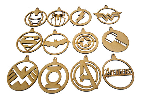 12 Esferas De Navidad Avengers Heroes Decoracion Arbol Mdf