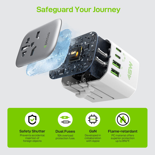 Adaptador De Enchufe De Viaje Epicka Pulse De 45 W Con Carga