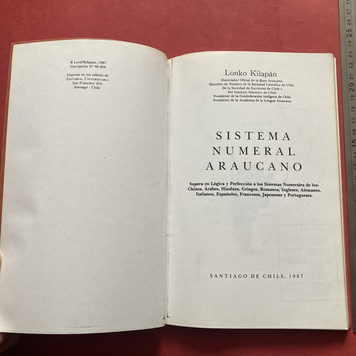 Lonko Kilapán Sistema Numeral Araucano Mapuche Números (Usado)