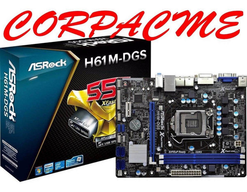 Combo Tarjeta Madre Asrock Intel H61m-dgs+cpu Pentium G2020