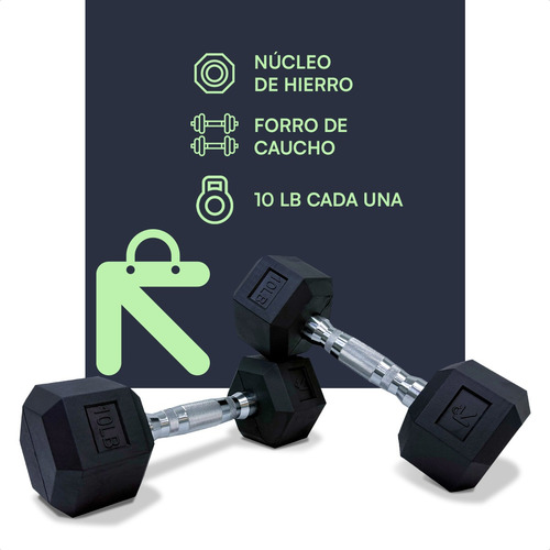 Kit De 2 Mancuernas Lincky Hexagonal Ejercicio Gym 10 Lb C/u