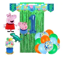 Comprar Pack De 17 Globos George Peppa Pig Banderin Topper Cortina