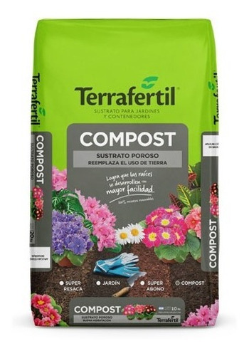 Terrafertil Compost, Sustrato Totalmente Orgánico X 10 Lts 