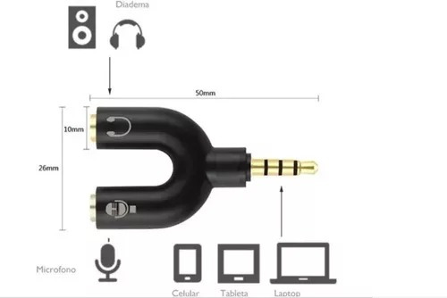 Divisor De Audio Estéreo 3.5 Mm Para Micrófono Y Audifonos