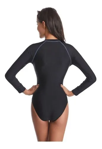 Vestido De Baño Enterizo Manga Larga Tipo Body Surf Mujer