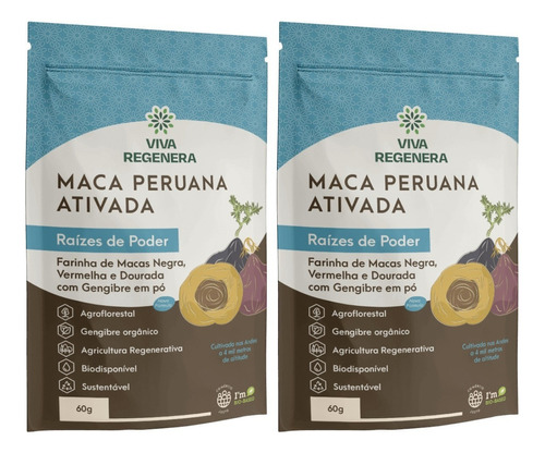 2un Maca Peruana Negra, Vermelha E Dourada Viva Regenera 60g