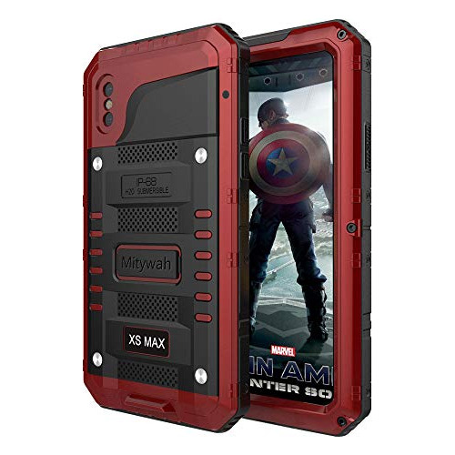 Funda Waterproof Para iPhone XS Max Rojo Metal-02