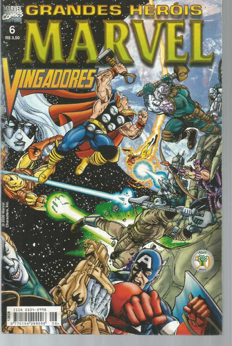 Grandes Herois Marvel N° 06 2ª Serie - Vingadores - Em Português - Editora Abril - Formato 13,5 Ou 20,5 - Capa Mole - 2000 - Bonellihq 6 Cx443 H18