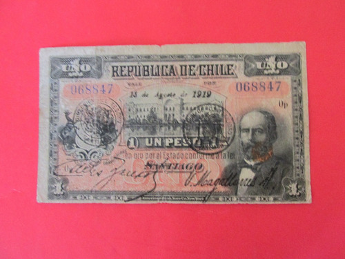 Billete Republica De Chile Firmado Zañartu-magallanes 1919