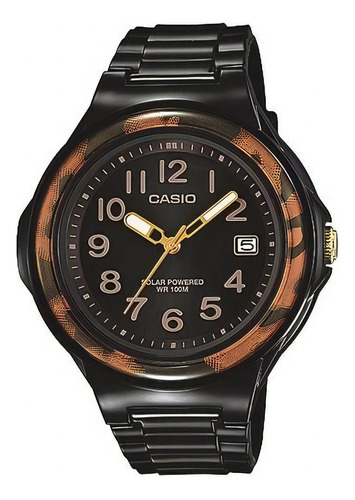 Reloj Mujer Casio Lxs700-1b Malla Resina Negro Calendario Color del bisel Carey