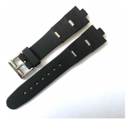 Pulseira Borracha Bulgari Com Detalhes Em Alumínio.