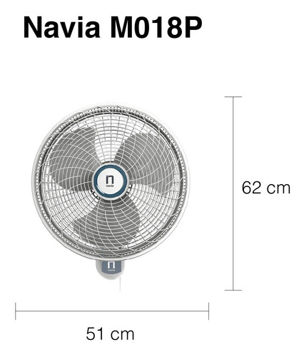 Ventilador De Pared Navia M018p Blanco 45.72 Cm Blanco Gris 3