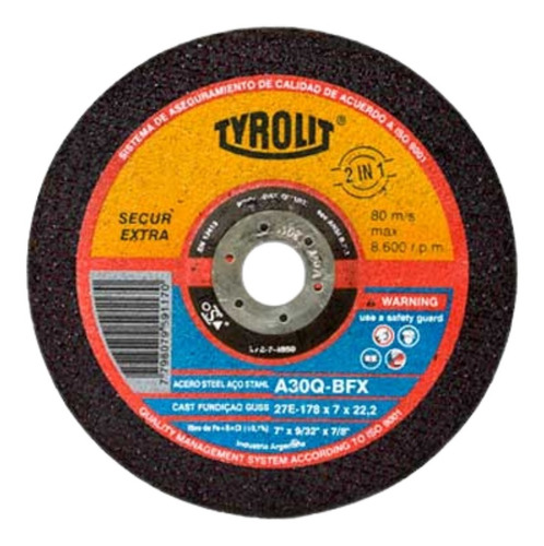 Disco De Desbaste 178 X 7.0mm Tyrolit Secur Extra - X Unidad