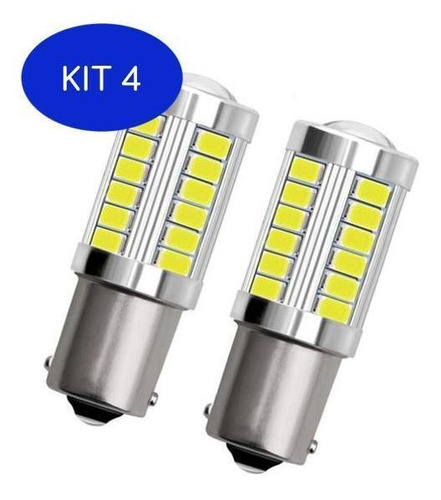 Kit 4 Lampada De Led Base 67 33 Leds Branco 1 Polo - Un.