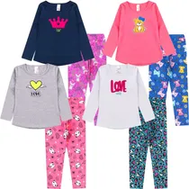 Comprar Kit 4 Conjuntos Infantis Feminina Legging Inverno Promoção
