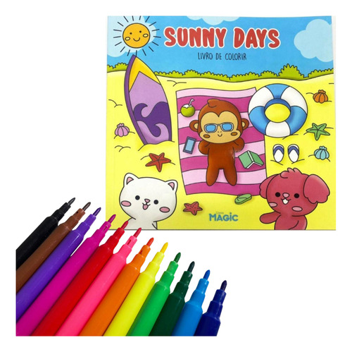 Livro De Colorir Comfy Days Tik-tok + Canetinhas Coloridas