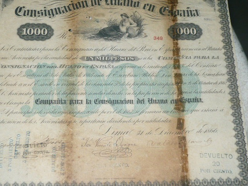 Bono De Consignacion Del Huano En España De 1000 Pesos