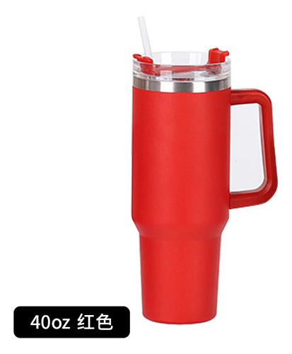 Taza Termo Para Coche De 40 Oz Con Pajita Color Rojo