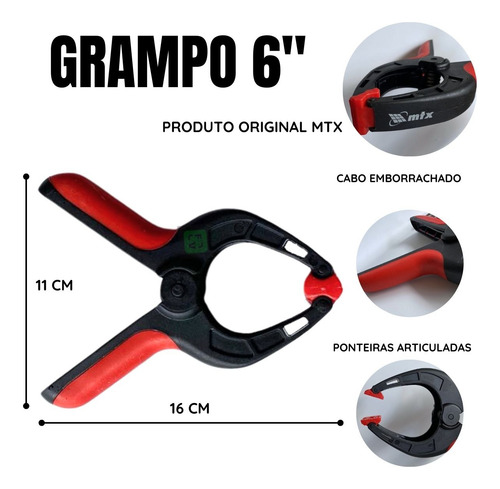 Kit 4 Pçs Grampo Multiuso Marceneiro 6 Polegadas 150mm Mtx