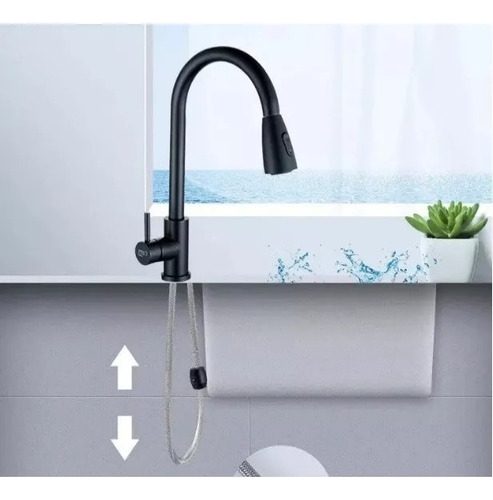 Llave Monomando Lavaplatos Profesional Extraíble Negra Color