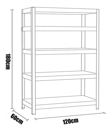 Imagen 2 de 2 de Estante Metálico Repisa Madera Nibec 180x120x60cm 500 Kg