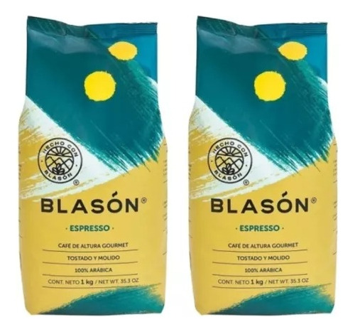 Café Espresso Blasón De Altura 2 Bolsas Tostado Y Molido 1kg