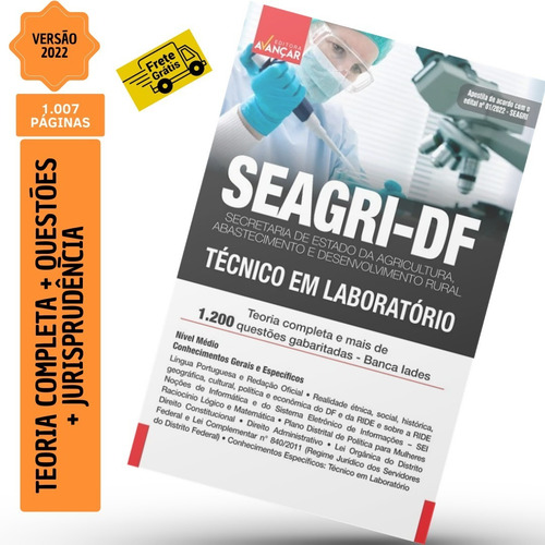 Apostila Seagri Df - Técnico Em Laboratório - Completa E Atualizada