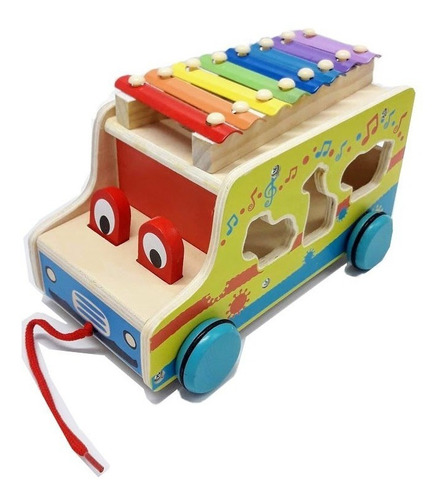 Imagen 2 de 6 de Acool Camion Madera Xilofon Animales Encastre Ac7643