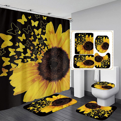 Juego De Baño De 4 Piezas Con Forma De Mariposa Y Girasol Co