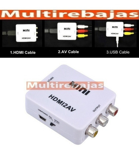Convertidor Adaptador Hdmi A Rca (audio+video) Av 1080p