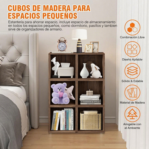 Librero Organizador Cubos Apilables De Madera Multifuncional