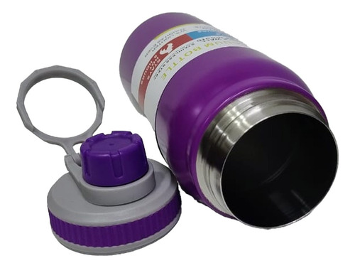 Botella Deportiva Vacuum Flask Doble Pared Frio Calor 600ml Violeta Gris