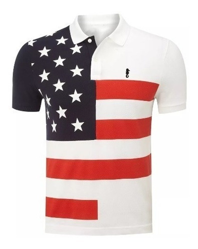Camisa Camiseta Gola Polo Usa Bandeira Americana 