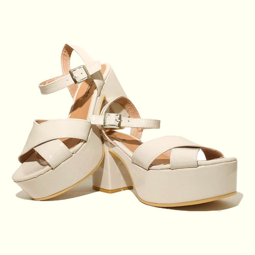 Imagen 5 de 6 de Sandalias Roma Charol Beige