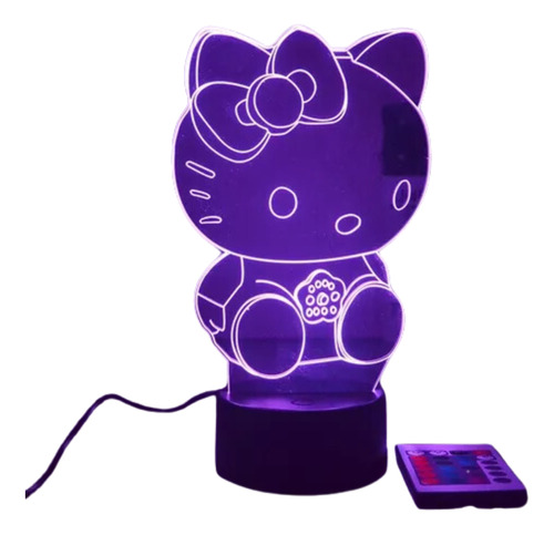 Lampara 3d Led Hello Kitty Sentada Illusion 7 Colores 